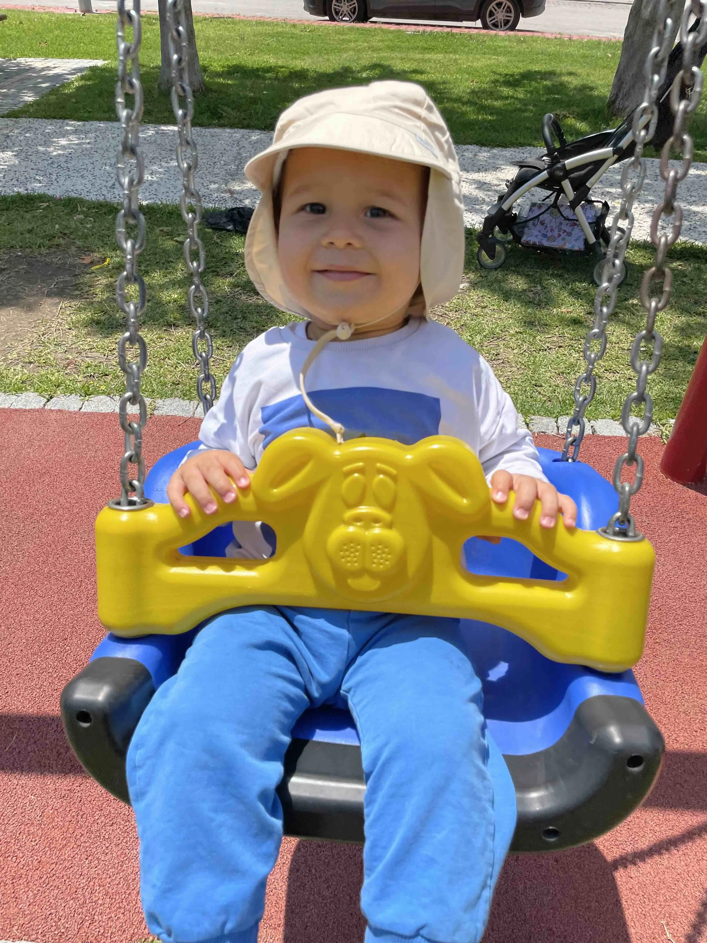 Haki (Bej), Ense Korumalı, Boyundan Bağlamalı, Arkası Ayar Tokalı, Astarlı Çocuk Bebek Güneş Şapka