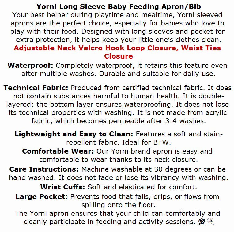 3-6 Yaş, Zoo, Sıvı Geçirmeyen, KISA Kollu, Belden Bağcıklı, Cepli, Cırtlı Mama Önlüğü, Önlük, Çok Amaçlı Beslenme Önlüğü