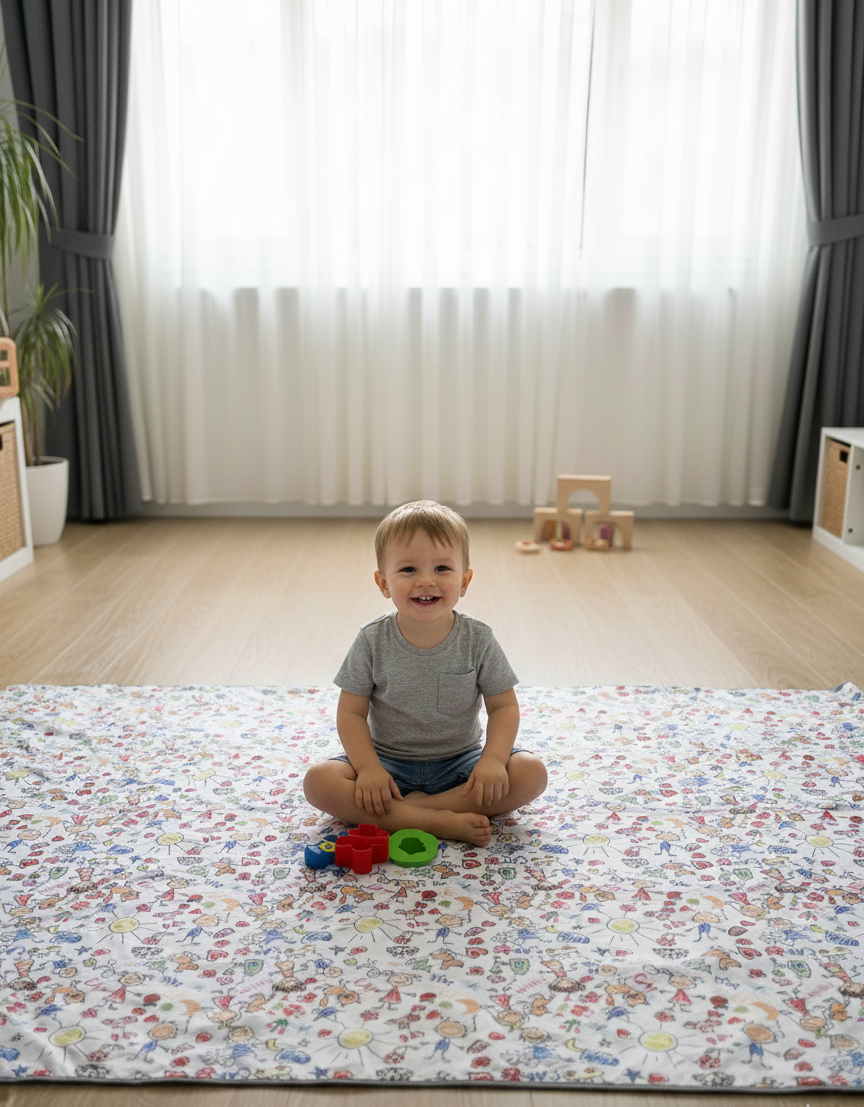 Yorni Family %100 Sıvı Geçirmez (Waterproof) Çok Amaçlı Bebek Örtüsü & Splat Mat