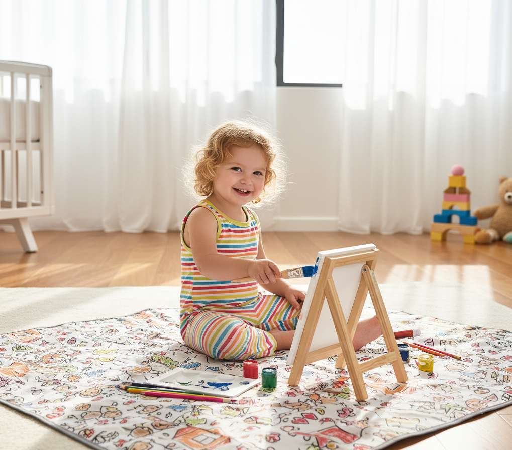 Yorni Family %100 Sıvı Geçirmez (Waterproof) Çok Amaçlı Bebek Örtüsü & Splat Mat