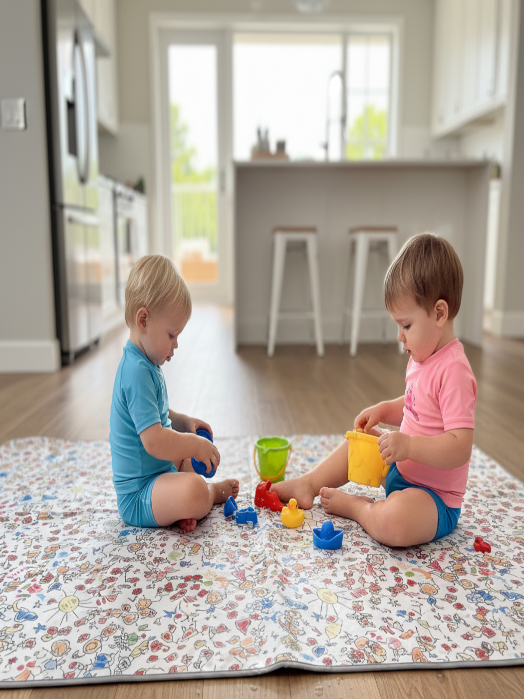 Yorni Family %100 Sıvı Geçirmez (Waterproof) Çok Amaçlı Bebek Örtüsü & Splat Mat