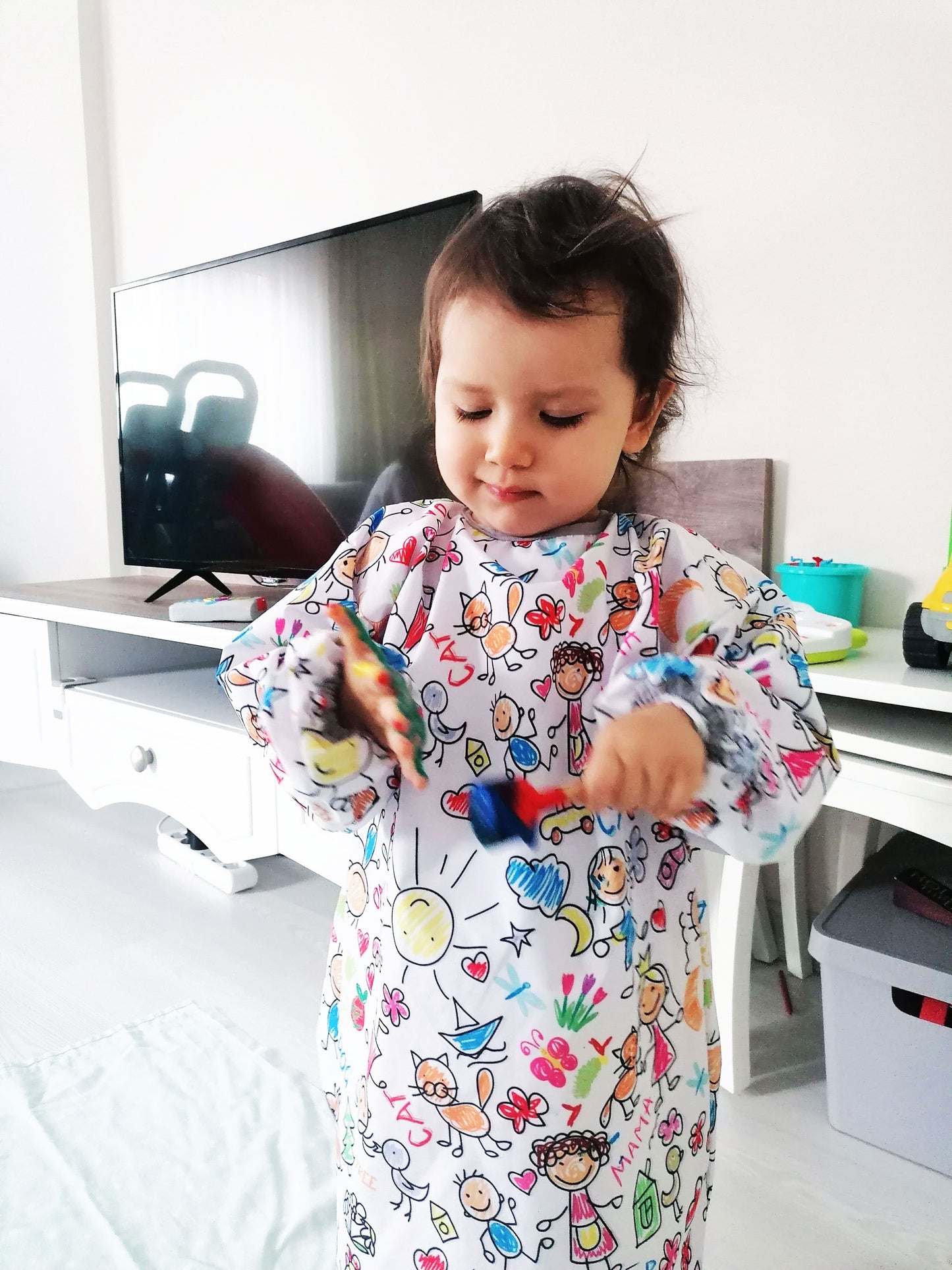 Family, Sıvı Geçirmez, Cırtlı, Uzun Kollu Çocuk Faaliyet, Etkinlik, Aktivite, Boyama Önlüğü, Önlük