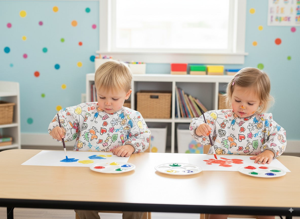 Family, Sıvı Geçirmeyen, Uzun Kollu, Cepli, Cırtlı Mama Önlüğü, Önlük, Çok Amaçlı Beslenme Önlüğü