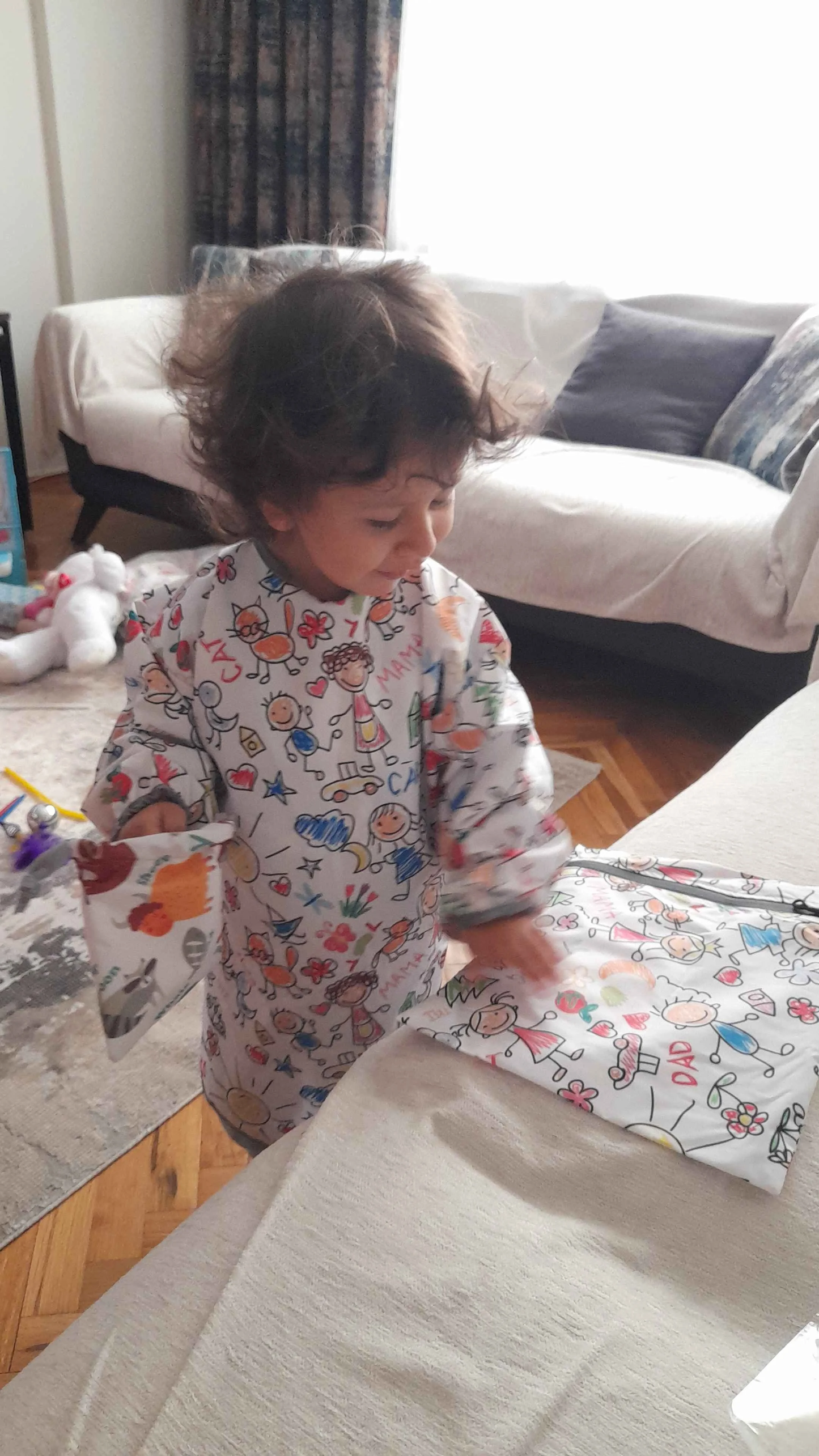 Family, Sıvı Geçirmez, Cırtlı, Uzun Kollu Çocuk Faaliyet, Etkinlik, Aktivite, Boyama Önlüğü, Önlük