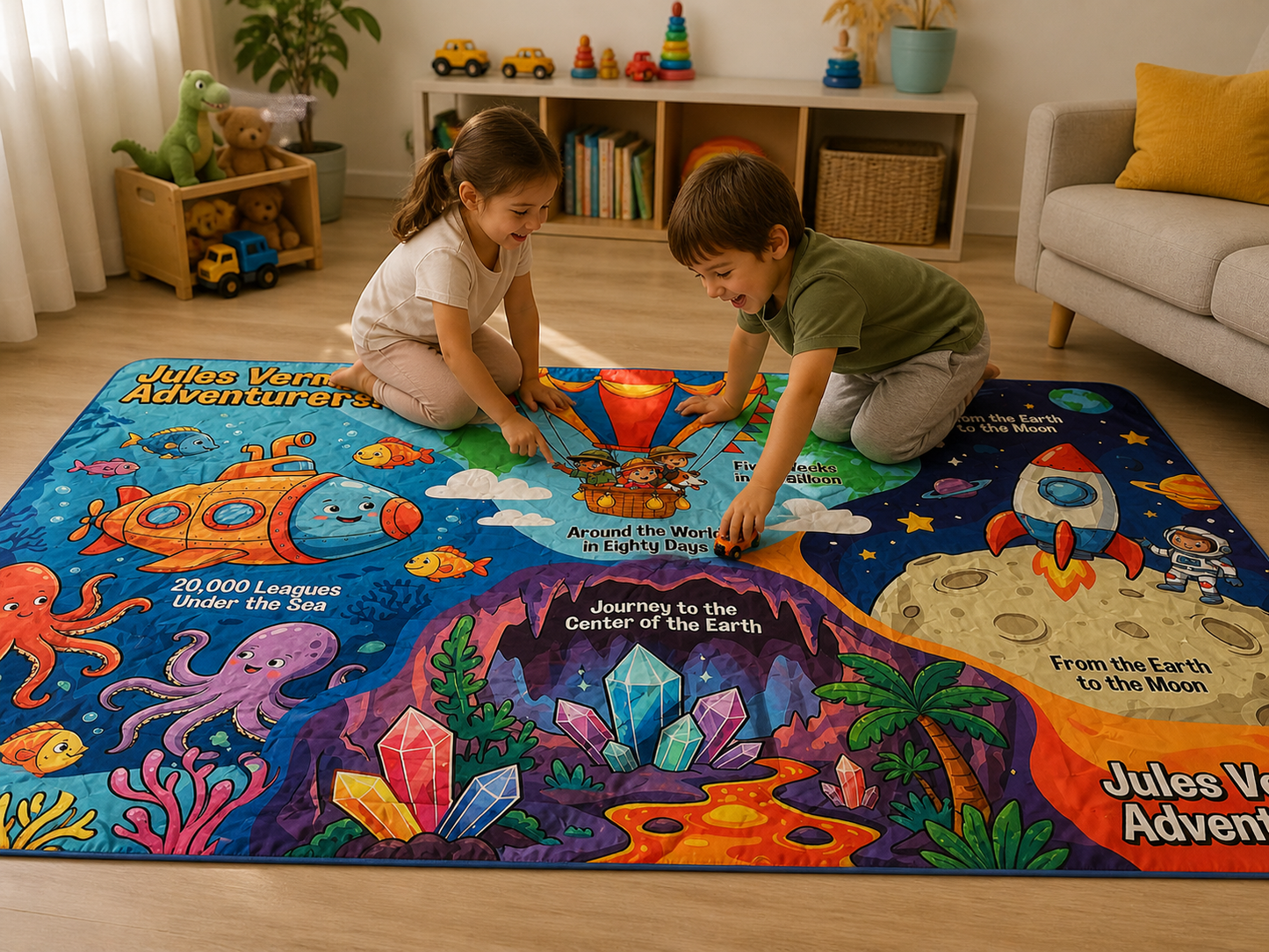Yorni Jules VERNES %100 Sıvı Geçirmez (Waterproof) Çok Amaçlı Bebek Örtüsü & Splat Mat