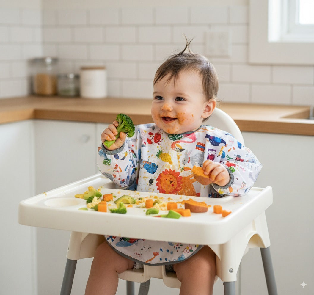 Jungle, Sıvı Geçirmeyen, Uzun Kollu, Cepli, Cırtlı Mama Önlüğü, Önlük, Çok Amaçlı Beslenme Önlüğü