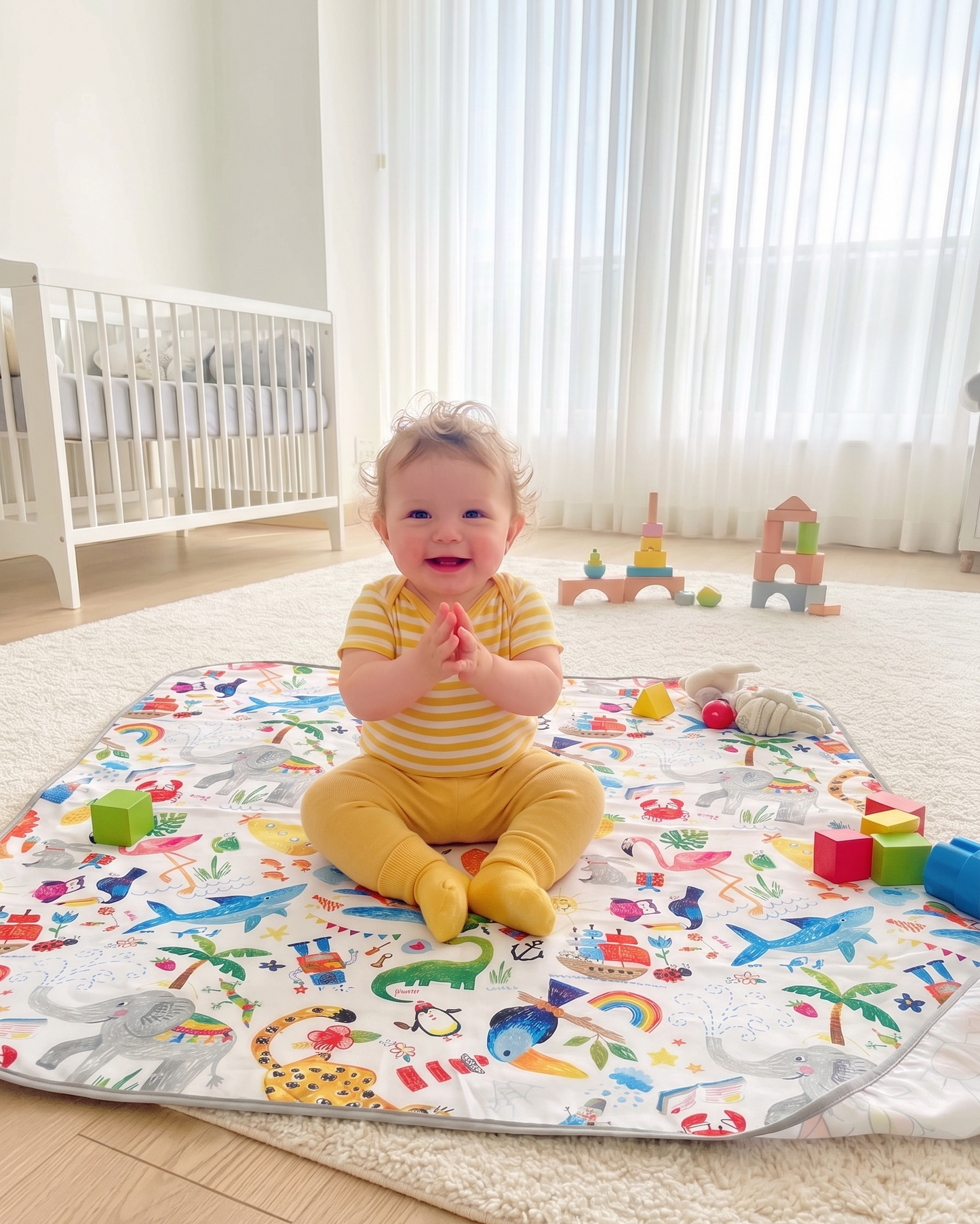 Yorni Jungle %100 Sıvı Geçirmez (Waterproof) Çok Amaçlı Bebek Örtüsü & Splat Mat