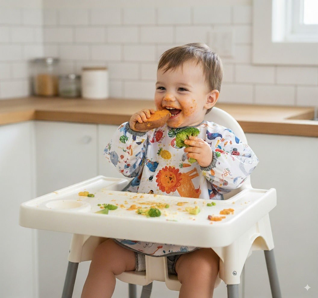 Jungle, Sıvı Geçirmeyen, Uzun Kollu, Cepli, Cırtlı Mama Önlüğü, Önlük, Çok Amaçlı Beslenme Önlüğü