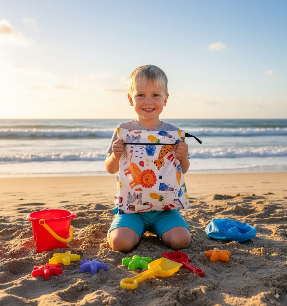 Jungle, Sıvı Geçirmeyen, Islak/Kuru Çok Amaçlı Çanta, Fermuarlı, Makinede Yıkanabilir, Islak Mayo, Kirli Kıyafet, Organizer vs için