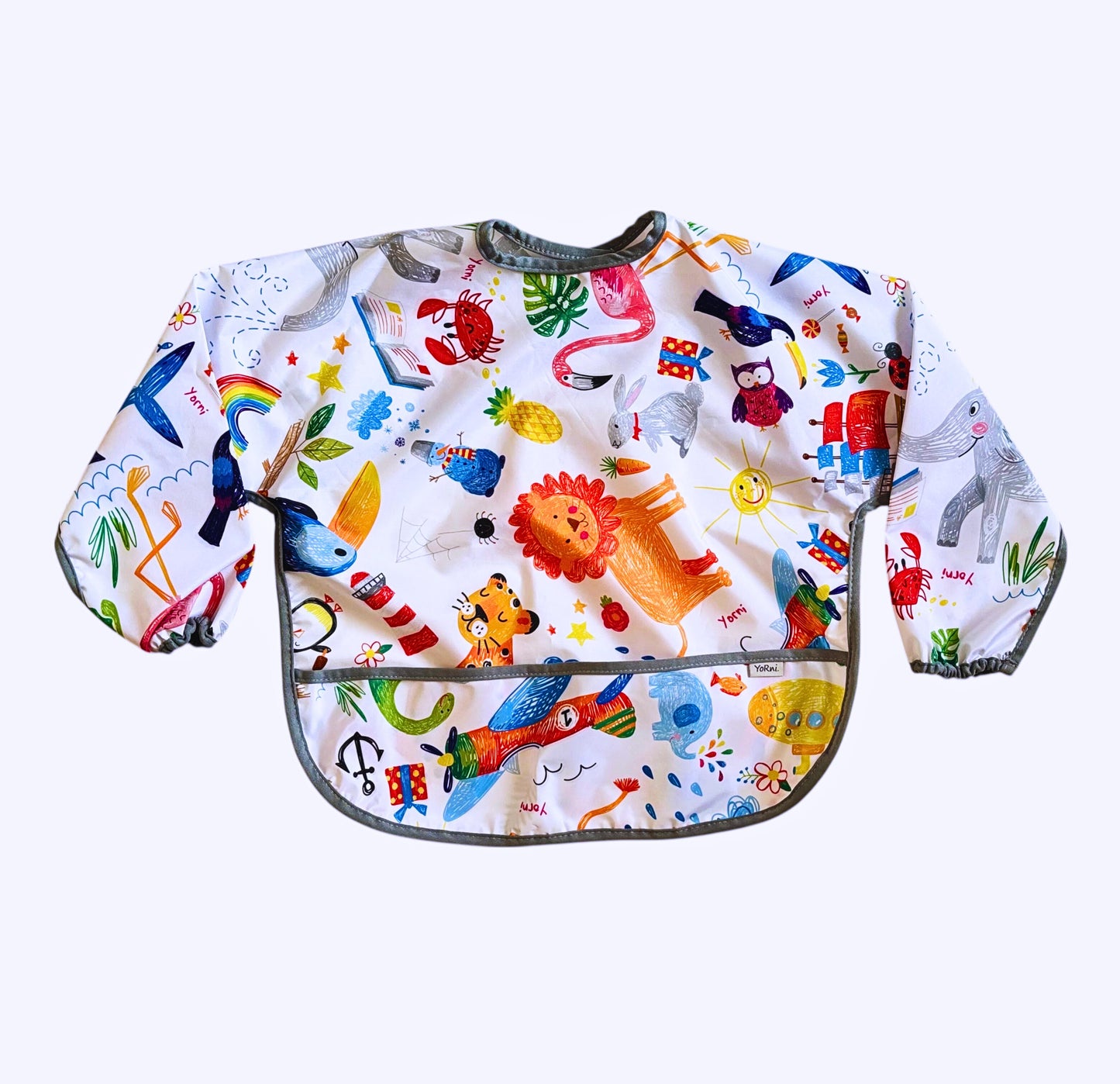 Jungle, Sıvı Geçirmeyen, Uzun Kollu, Cepli, Cırtlı Mama Önlüğü, Önlük, Çok Amaçlı Beslenme Önlüğü