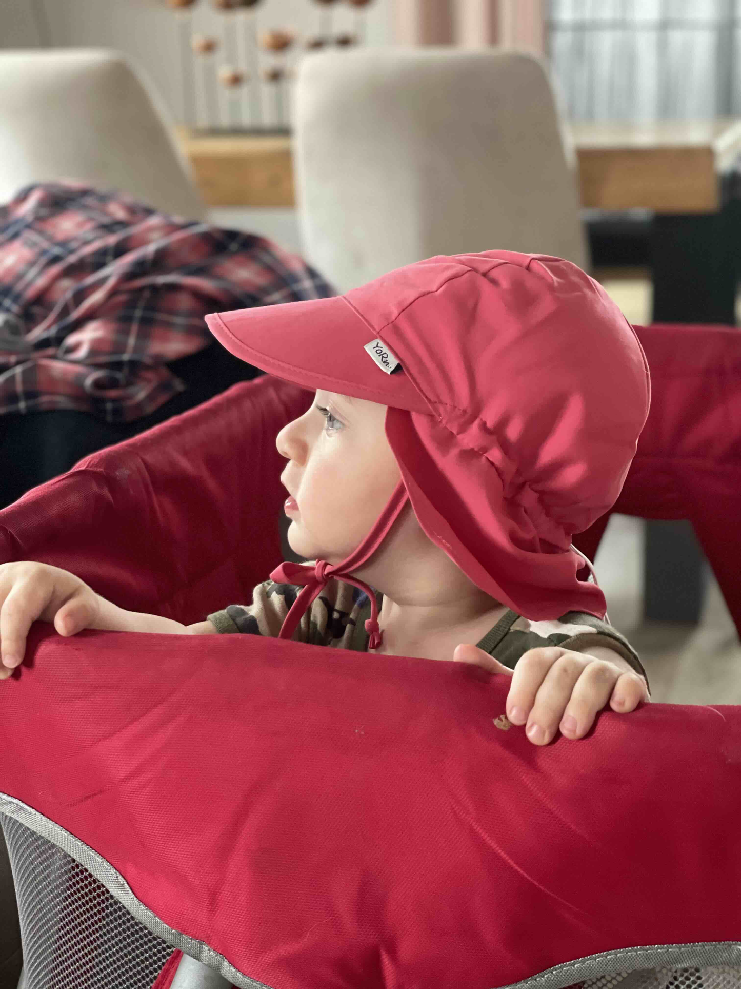 Gülkurusu, Ense Korumalı, Boyundan Bağlamalı, Arkası Ayar Tokalı, Astarlı Çocuk Bebek Güneş Şapka