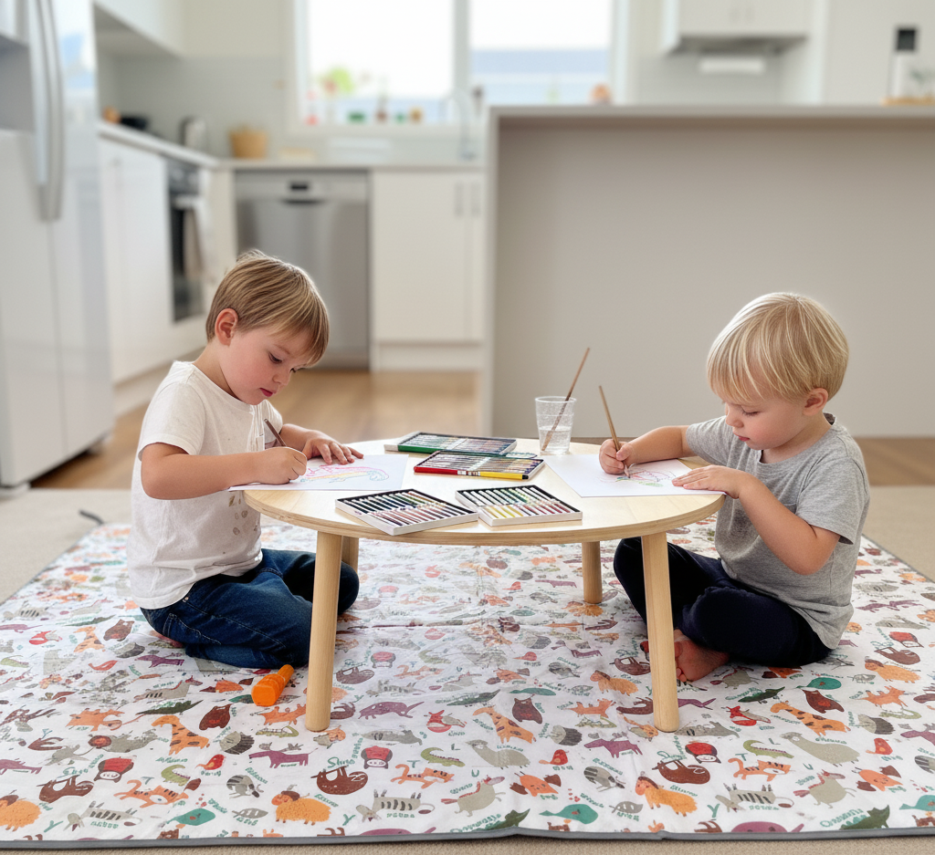 Yorni Zoo %100 Sıvı Geçirmez (Waterproof) Çok Amaçlı Bebek Örtüsü & Splat Mat