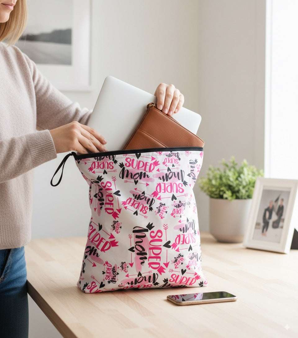 Mom, Sıvı Geçirmeyen, Islak/Kuru Çok Amaçlı Çanta, Fermuarlı, Makinede Yıkanabilir, Islak Mayo, Kirli Kıyafet, Organizer vs için