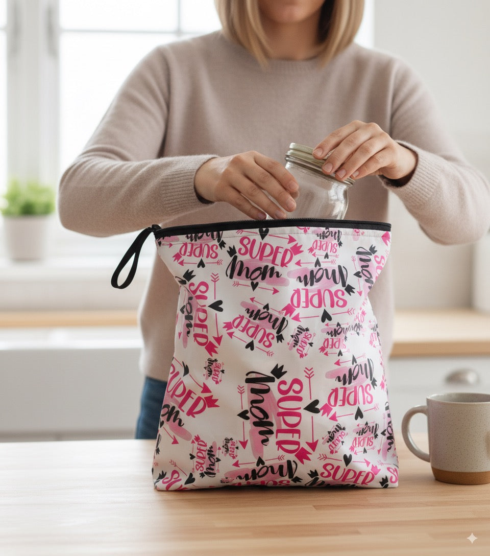 Mom, Sıvı Geçirmeyen, Islak/Kuru Çok Amaçlı Çanta, Fermuarlı, Makinede Yıkanabilir, Islak Mayo, Kirli Kıyafet, Organizer vs için