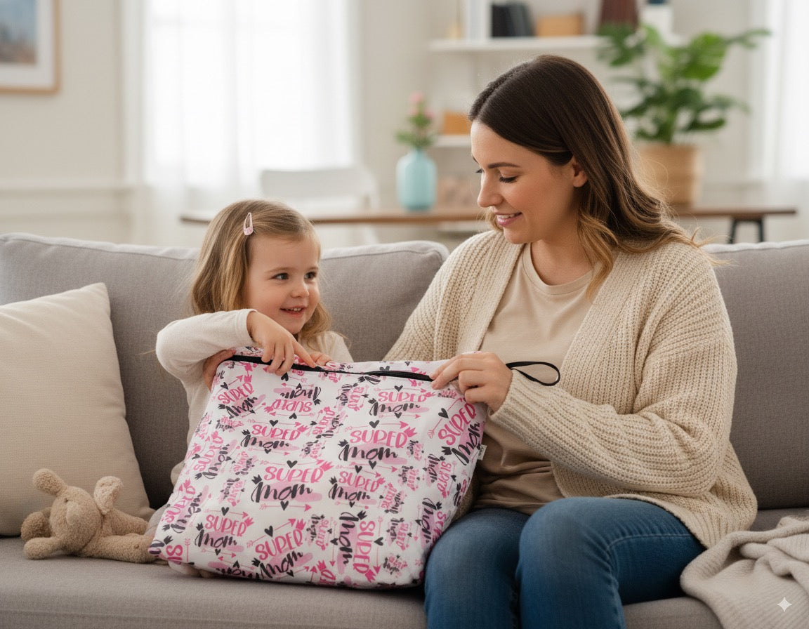 Mom, Sıvı Geçirmeyen, Islak/Kuru Çok Amaçlı Çanta, Fermuarlı, Makinede Yıkanabilir, Islak Mayo, Kirli Kıyafet, Organizer vs için