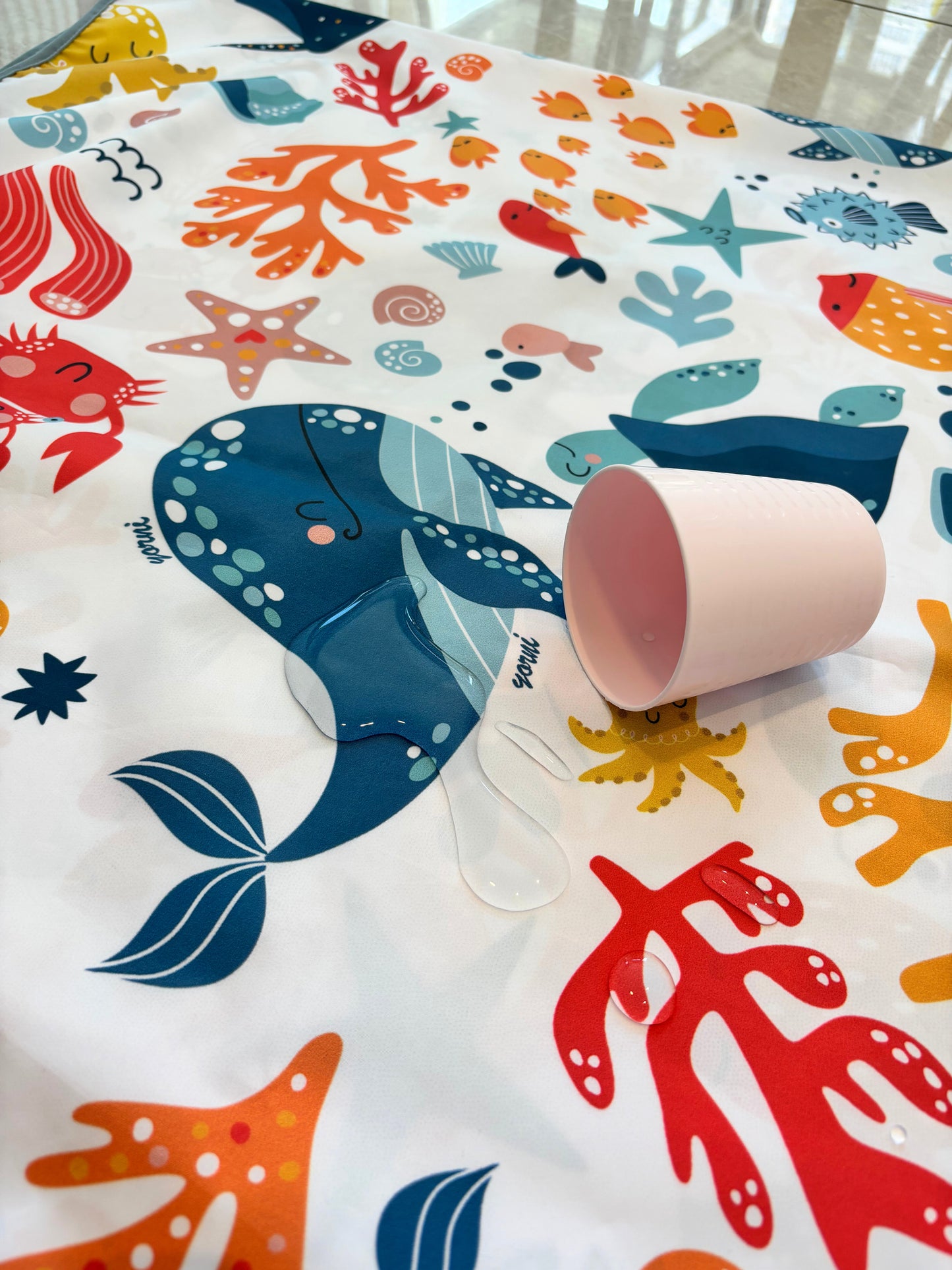 Yorni Ocean %100 Sıvı Geçirmez (Waterproof) Çok Amaçlı Bebek Örtüsü & Splat Mat