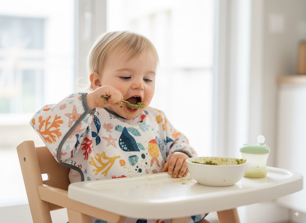 Ocean, Sıvı Geçirmeyen, Uzun Kollu, Cepli, Cırtlı Mama Önlüğü, Önlük, Çok Amaçlı Beslenme Önlüğü