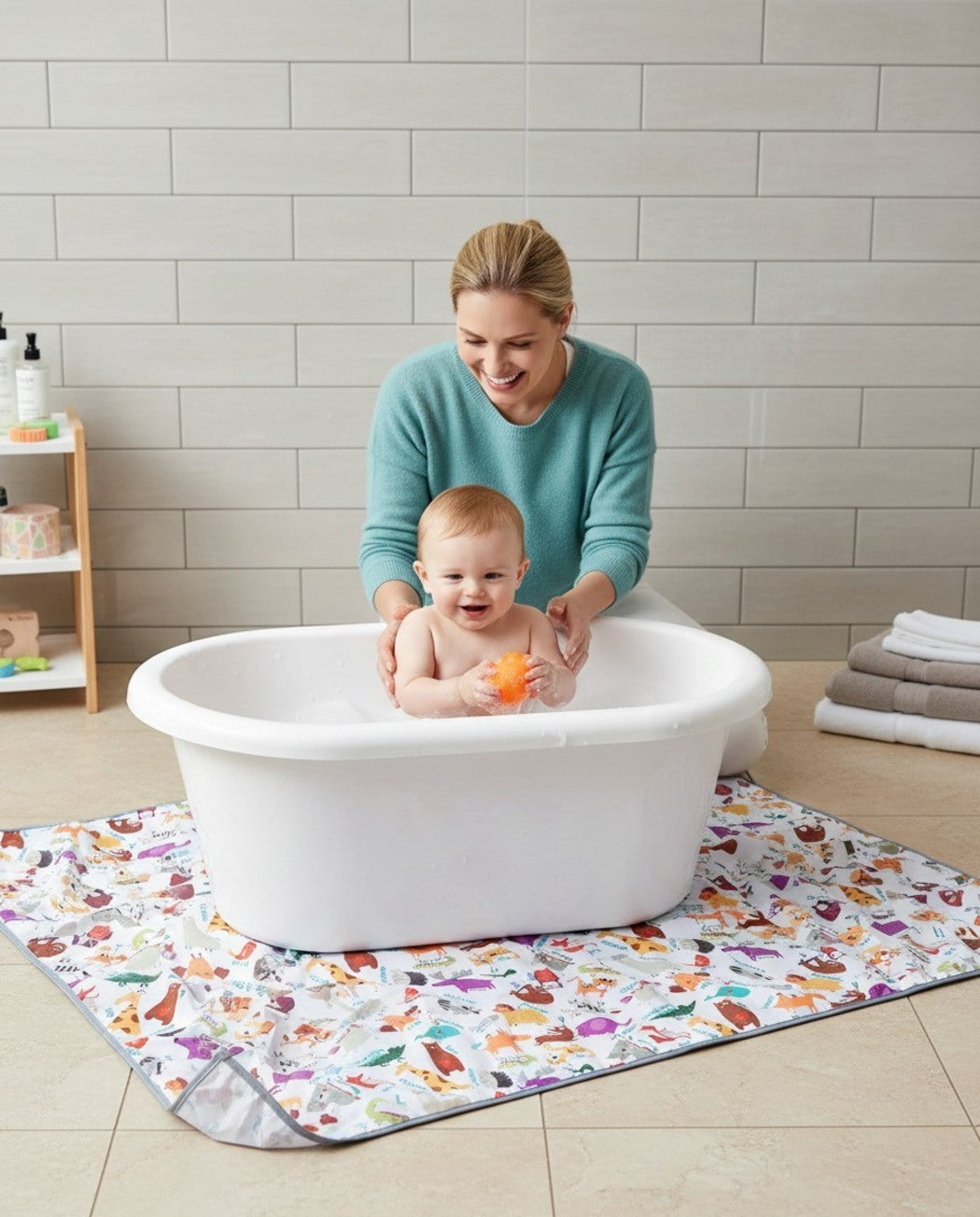 Yorni Zoo %100 Sıvı Geçirmez (Waterproof) Çok Amaçlı Bebek Örtüsü & Splat Mat