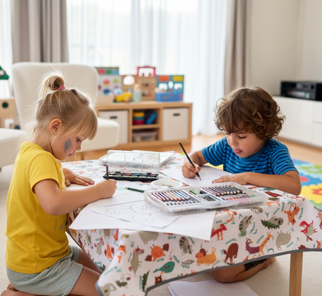 Yorni Zoo %100 Sıvı Geçirmez (Waterproof) Çok Amaçlı Bebek Örtüsü & Splat Mat